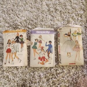 Vintage Simplicity Sewing Patterns Lot‎ Girl Costumes Cheerleader Ballet